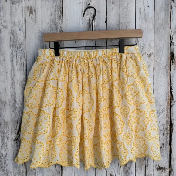 Cartolina Nantucket by Zoe Rosenberg Chloe Pull On Skirt in Yellow Embroidered