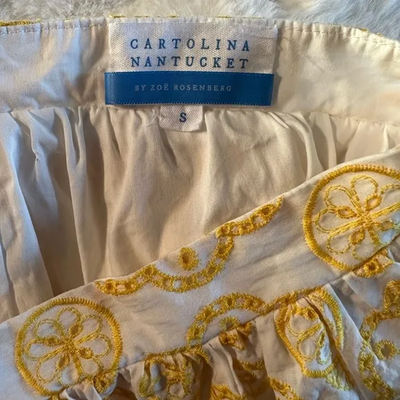 Cartolina Nantucket by Zoe Rosenberg Chloe Pull On Skirt in Yellow Embroidered