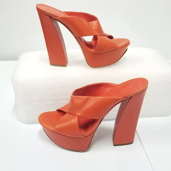 CASADEI Mules High Heels Platform Orange