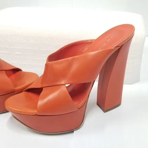 CASADEI Mules High Heels Platform Orange