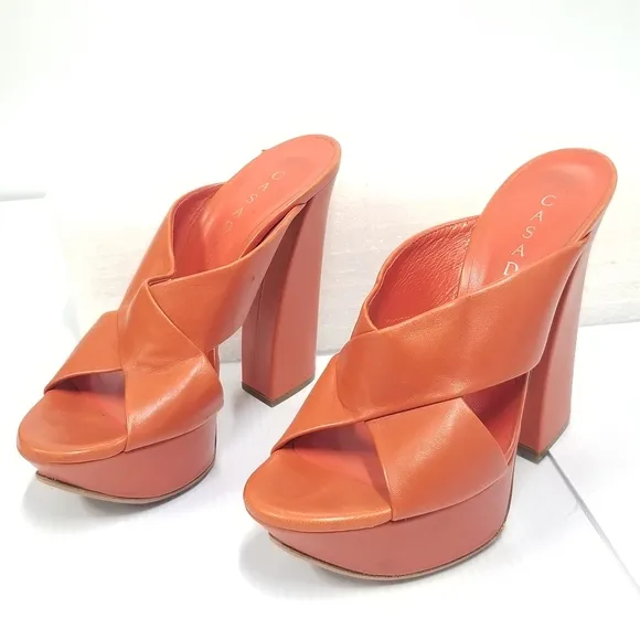CASADEI Mules High Heels Platform Orange