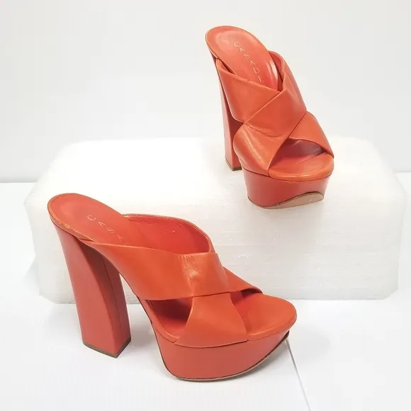 CASADEI Mules High Heels Platform Orange