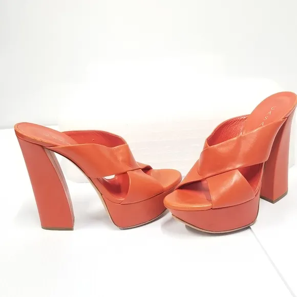 CASADEI Mules High Heels Platform Orange