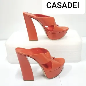 CASADEI Mules High Heels Platform Orange