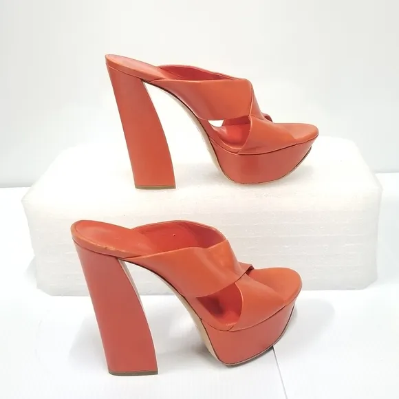 CASADEI Mules High Heels Platform Orange
