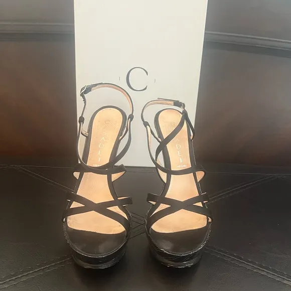 Casadei Pellame Raso Nero Stiletto Strappy Sandals. Size 37/7