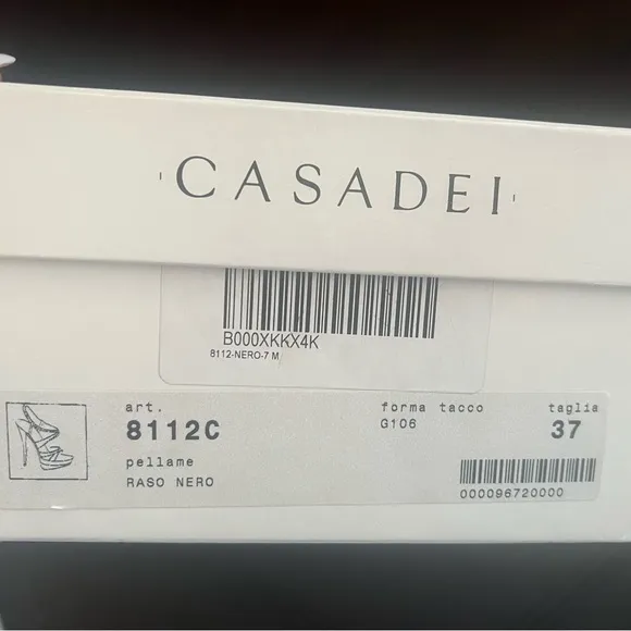 Casadei Pellame Raso Nero Stiletto Strappy Sandals. Size 37/7