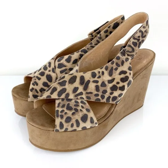 Caslon Women's Kenley Leopard Print Platform Wedge Sandals Size 10