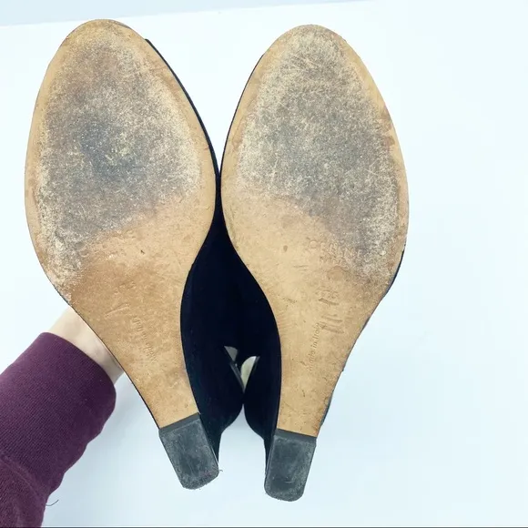 Celine by Phoebe Philo Black Suede Wedge Heels Sandals