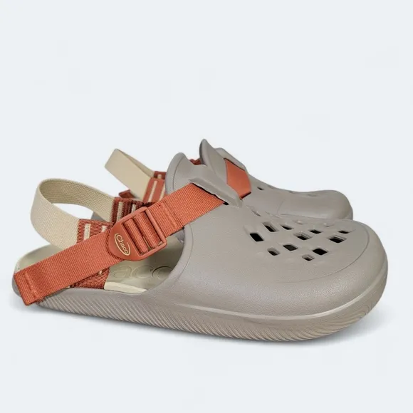 Chaco Chillos Clogs Men's Size 10 Beige and Orange Sandals Comfy Casual