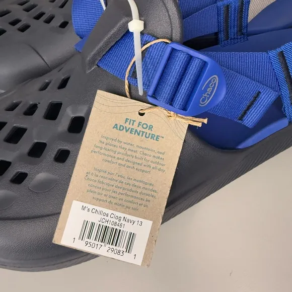 Chaco‎ Chillos Clogs Men's Size 13 Black Navy Blue Sandals Adjustable NWT