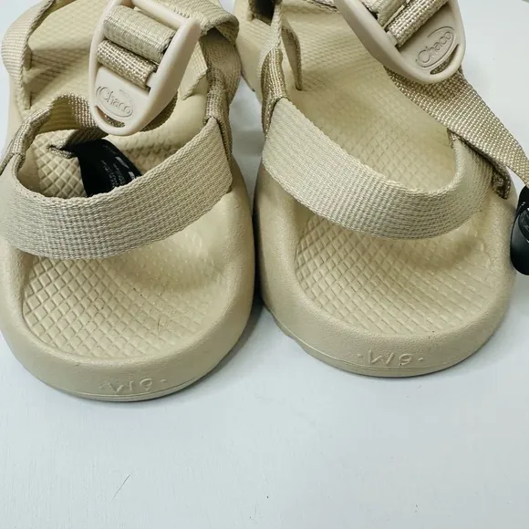 Chaco Cream Sandals with Crisscross Straps and Rugged Sole