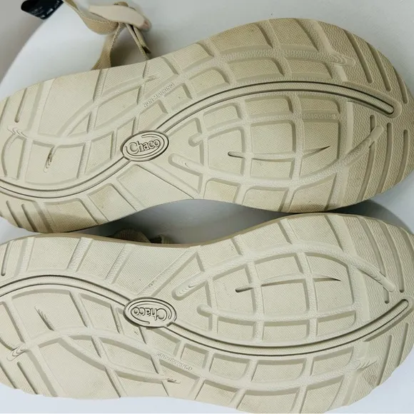 Chaco Cream Sandals with Crisscross Straps and Rugged Sole