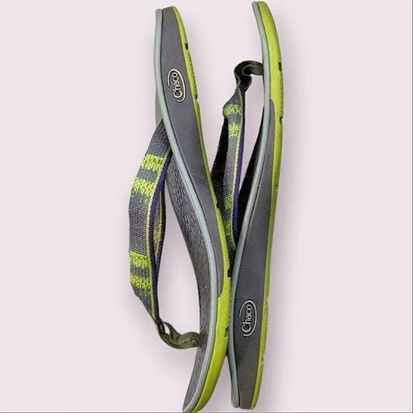 Chaco Lime Olive Green Thong Style Flip Flop Sandals size 9.5 10