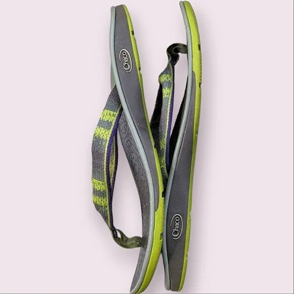 Chaco Lime Olive Green Thong Style Flip Flop Sandals size 9.5 10