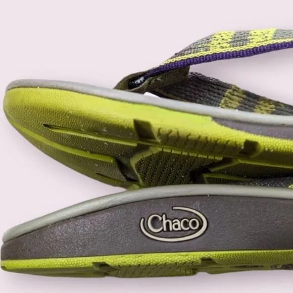 Chaco Lime Olive Green Thong Style Flip Flop Sandals size 9.5 10