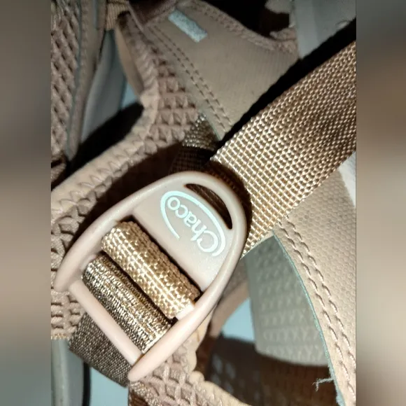 Chaco (Size 10) Rose Pink &amp; Metallic Adjustable Strap Outdoor Athletic Sandals