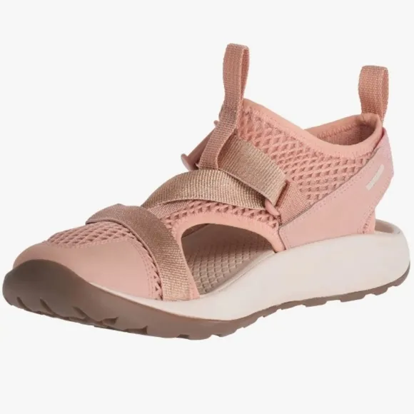 Chaco (Size 10) Rose Pink &amp; Metallic Adjustable Strap Outdoor Athletic Sandals