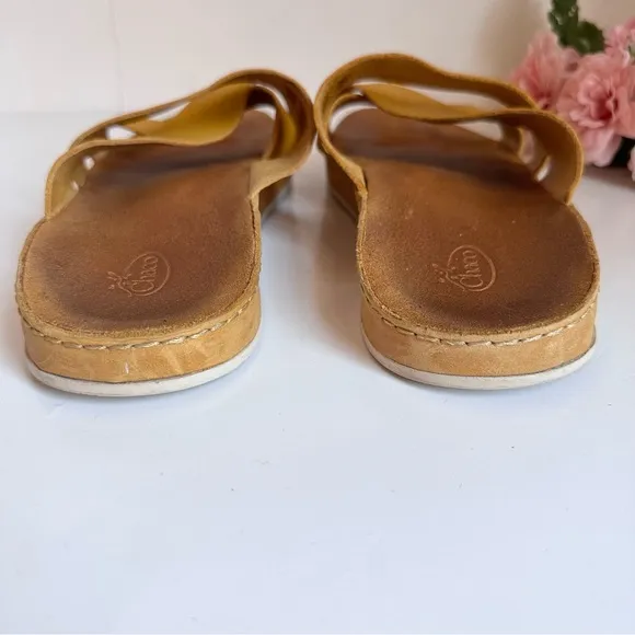 Chaco Wayfarer Yellow Ochre Suede Leather Slide Sandals