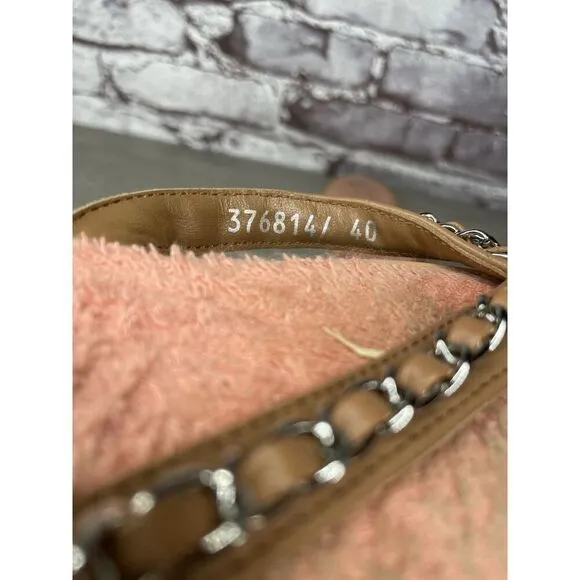 CHANEL Lambskin CC Chain Pink Leather Designer Thong Sandals Women’s Sz 40EU/9.5