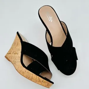 Charles by Charles David Latrice Black Wedge Sandals