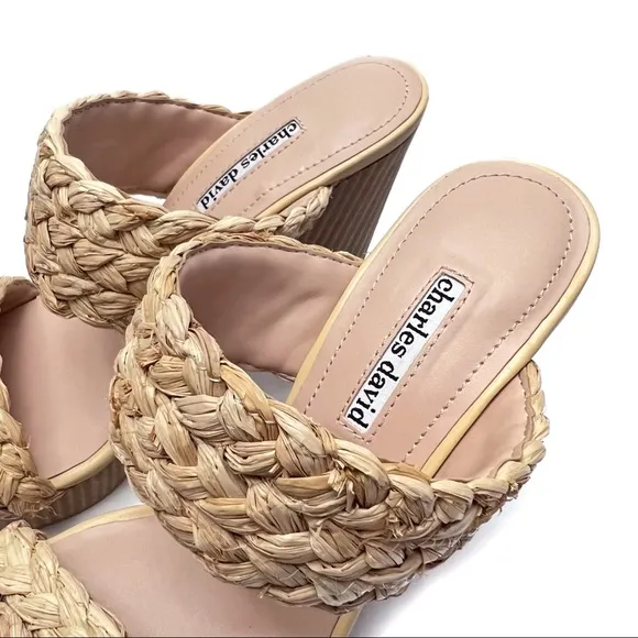 Charles David Tifa Raffia Wedge Natural Size 9.5