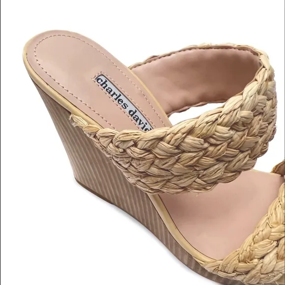 Charles David Tifa Raffia Wedge Natural Size 9.5