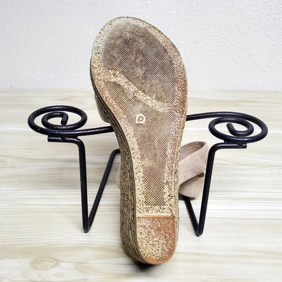 Charleston Beige Espadrille Wedge Sandals Size 10