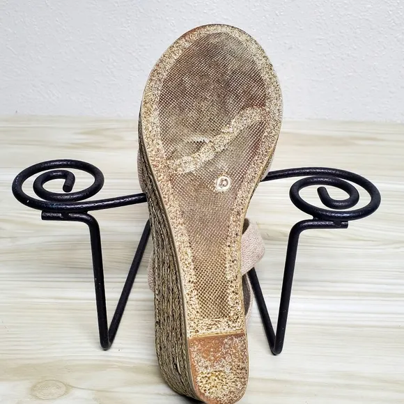 Charleston Beige Espadrille Wedge Sandals Size 10