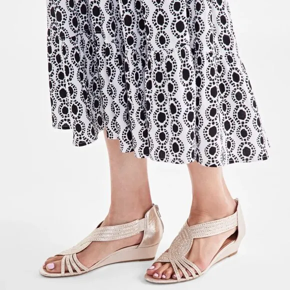 Charter Club Women's Ginifur Embellished Strappy Wedge Sandals (WIDE)