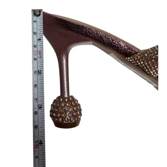 CHASE CHLOE / Olla-1 / Pink / Rhinestone Embellished Cross-Strap / Heeled Sandal