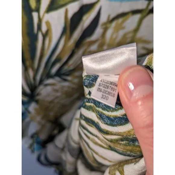 Chico's Linen Palm Print Tunic Dress V Neck Relaxed Short Sleeve Size 3 16/18