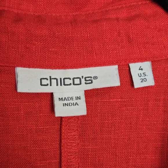 Chico's Linen Roll Tab Dolman Midi Dress Women's 20 Quiet Luxury Coastal Grandma