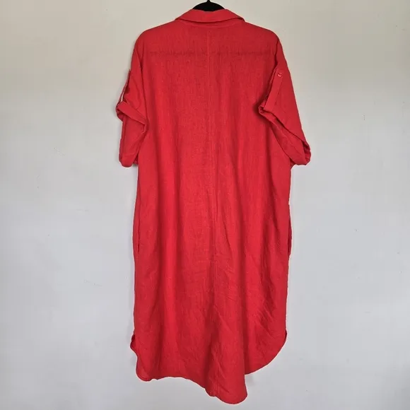 Chico's Linen Roll Tab Dolman Midi Dress Women's 20 Quiet Luxury Coastal Grandma