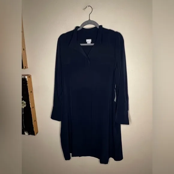 Chico’s Navy Button Cuff Shirt Utility Dress Medium