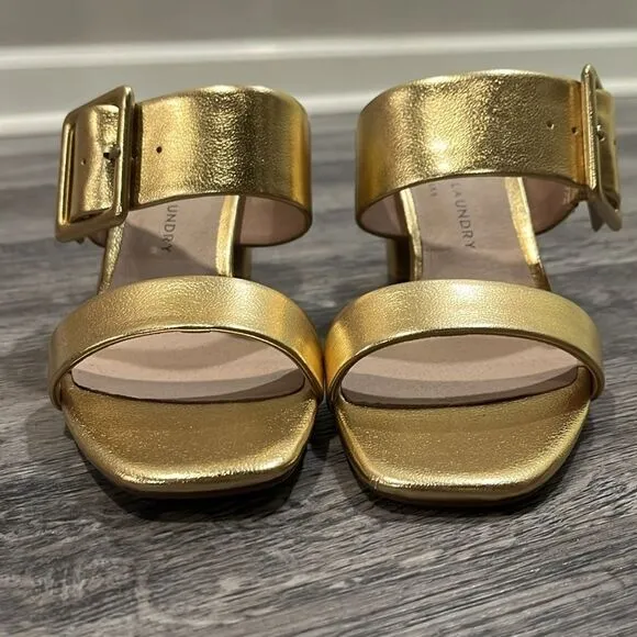 Chinese Laundry NWOB gold buckle heel sandals 7.5