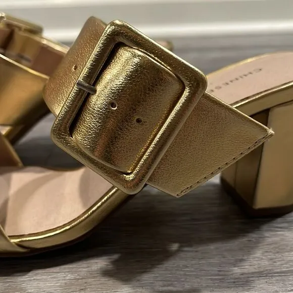 Chinese Laundry NWOB gold buckle heel sandals 7.5