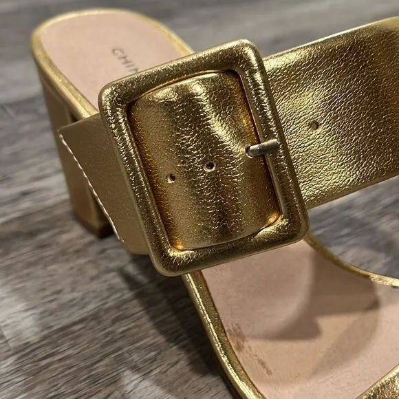 Chinese Laundry NWOB gold buckle heel sandals 7.5
