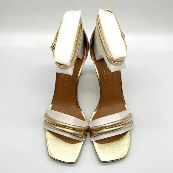 Chinese Laundry Womens 9.5M Jasmine Metallic Gold Heels Dress Sandals Shoes