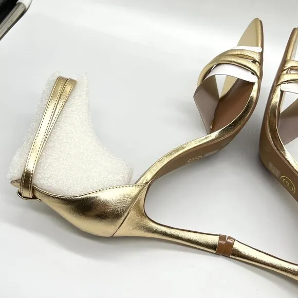 Chinese Laundry Womens 9.5M Jasmine Metallic Gold Heels Dress Sandals Shoes