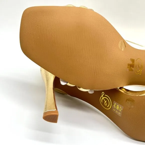 Chinese Laundry Womens 9.5M Jasmine Metallic Gold Heels Dress Sandals Shoes