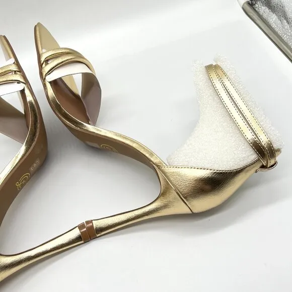 Chinese Laundry Womens 9.5M Jasmine Metallic Gold Heels Dress Sandals Shoes
