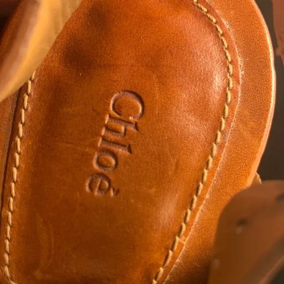 Chloe Made in Italy Natural Leather Sandal Heels.  Sz 39