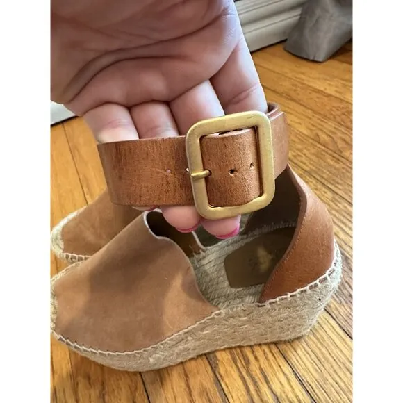 Chloe Womans Brown Leather Wedge Espadrille Sandals EUC Size 40 US size 9.5