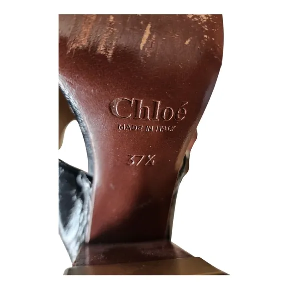 Chloe' Wood Heel Patent Leather Sandals