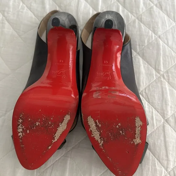 Christian Louboutin Black Leather Very Croise Slingback Platform Sandals