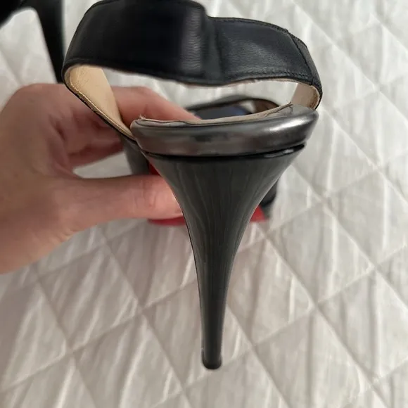 Christian Louboutin Black Leather Very Croise Slingback Platform Sandals