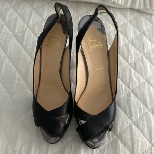 Christian Louboutin Black Leather Very Croise Slingback Platform Sandals