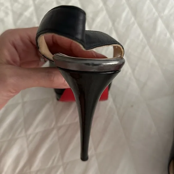 Christian Louboutin Black Leather Very Croise Slingback Platform Sandals