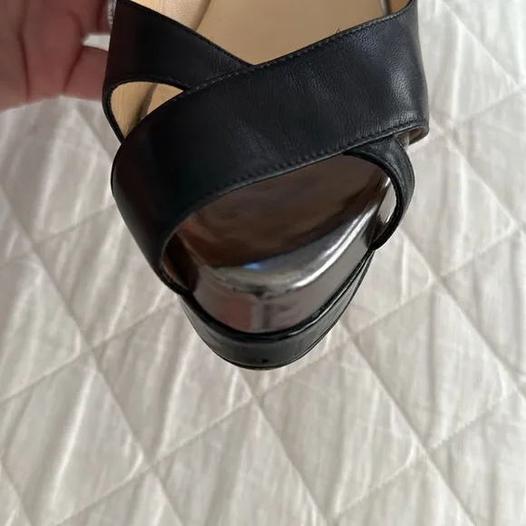 Christian Louboutin Black Leather Very Croise Slingback Platform Sandals